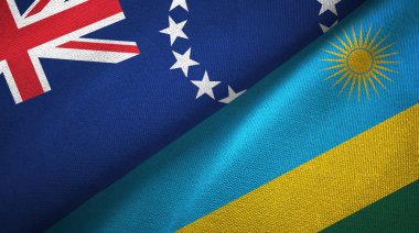 Cook Adaları ve Ruanda iki bayraklı kumaş, kumaş dokusu