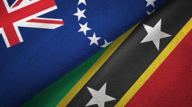 Cook Adaları ve Saint Kitts ve Nevis iki bayraklı kumaş, kumaş dokusu