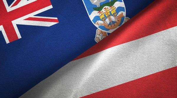 Isole Falkland e Austria due bandiere tessuto, tessitura tessuto — Foto Stock