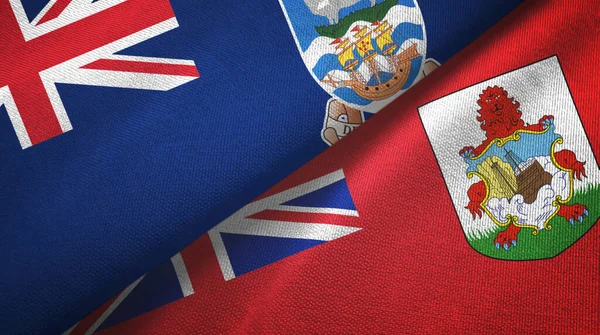 福克兰群岛和百慕大两旗纺织品,面料质感 — 图库照片