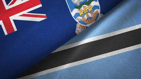 Falkland Islands and Botswana two flags textile cloth, fabric texture — Stockfoto