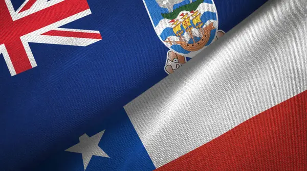 Isole Falkland e Cile due bandiere tessuto, tessitura tessuto — Foto Stock