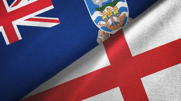 Falklandsöarna och England två flaggor textilduk, textur — Stockfoto