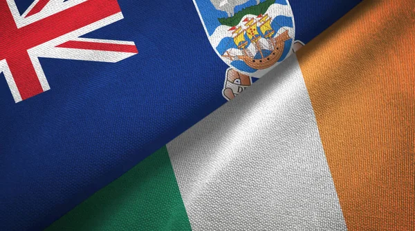 福克兰群岛和爱尔兰两旗纺织品,面料质感 — 图库照片