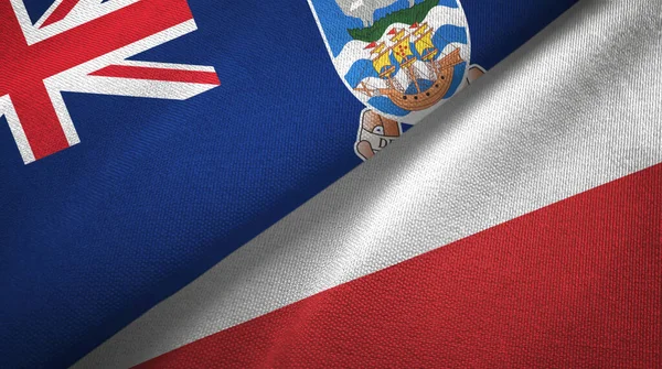 Isole Falkland e Polonia due bandiere tessuto, tessitura tessuto — Foto Stock