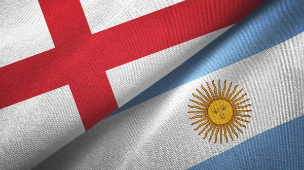 England and Argentina two flags textile cloth, fabric texture — Stock Photo, Image