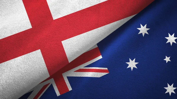 England and Australia two flags textile cloth, fabric texture — Stock Photo, Image