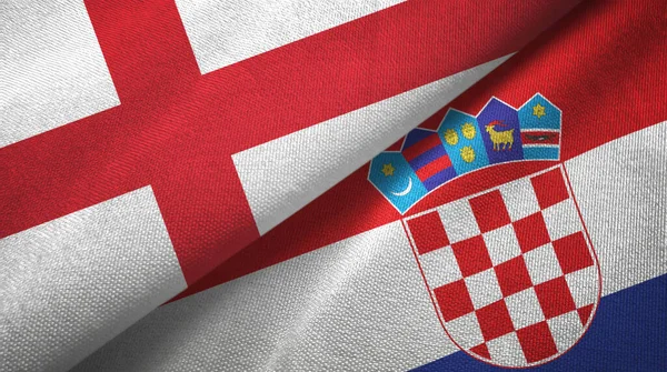 England and Croatia two flags textile cloth, fabric texture — ストック写真