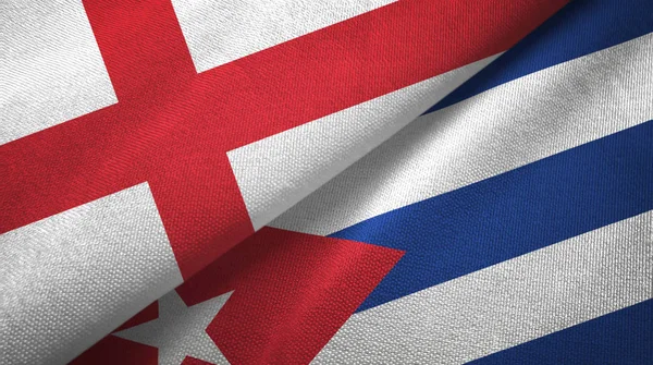 England and Cuba two flags textile cloth, fabric texture
