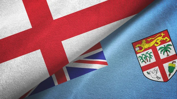 England and Fiji two flags textile cloth, fabric texture