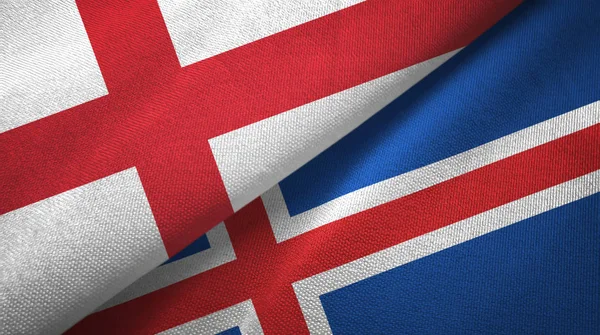 Inghilterra e Islanda due bandiere tessuto, tessitura tessuto — Foto Stock