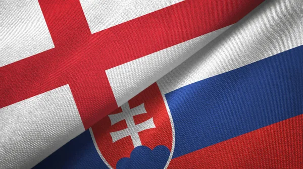 England and Slovakia two flags textile cloth, fabric texture — стокове фото