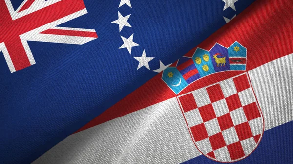 Islas Cook y Croacia dos banderas tela textil, textura de la tela — Foto de Stock