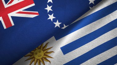 Cook Adaları ve Uruguay iki bayraklı kumaş, kumaş dokusu