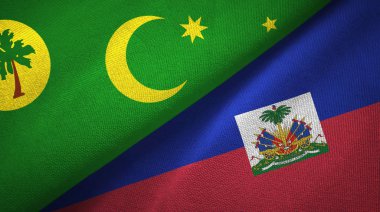 Cocos Keeling Adaları ve Haiti iki bayraklı kumaş, kumaş dokusu