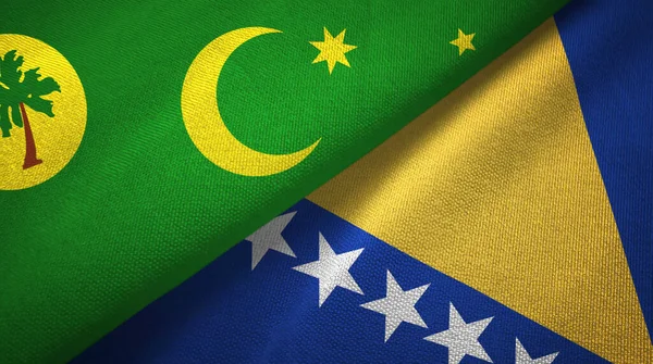 Islas Cocos Keeling y Bosnia y Herzegovina dos banderas de tela textil —  Fotos de Stock