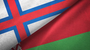 Faroe Adaları ve Belarus iki bayraklı kumaş, kumaş dokusu