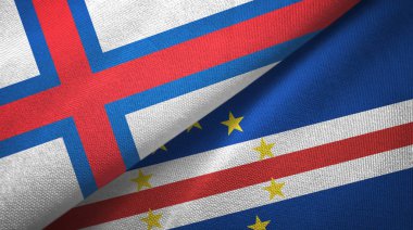 Faroe Adaları ve Cabo Burnu Verde iki bayraklı tekstil kumaşı, kumaş dokusu
