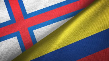 Faroe Adaları ve Kolombiya iki bayrak tekstil kumaşı, kumaş dokusu