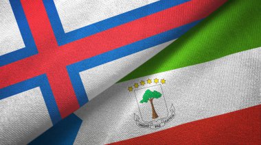 Faroe Adaları ve Ekvator Ginesi iki bayrak tekstil kumaşı, kumaş dokusu
