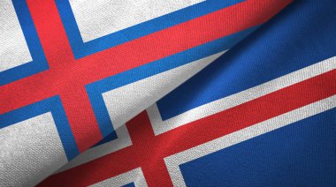 Faroe Adaları ve İzlanda iki bayraklı kumaş, kumaş dokusu