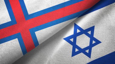 Faroe Adaları ve İsrail iki bayraklı kumaş, kumaş dokusu
