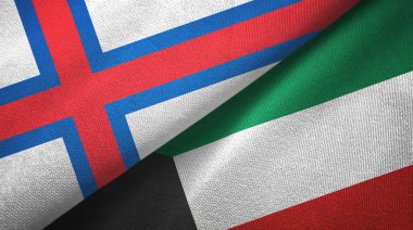 Faroe Adaları ve Kuveyt iki bayraklı kumaş, kumaş dokusu