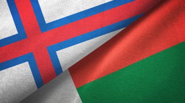 Faroe Adaları ve Madagaskar iki bayrak tekstil kumaşı, kumaş dokusu