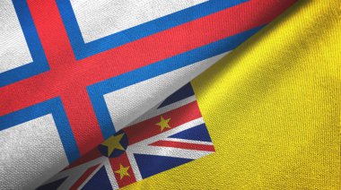 Faroe Adaları ve Niue iki bayraklı kumaş, kumaş dokusu