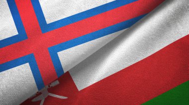 Faroe Adaları ve Umman iki bayraklı kumaş, kumaş dokusu