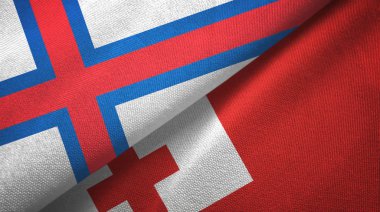 Faroe Adaları ve Tonga iki bayraklı kumaş, kumaş dokusu