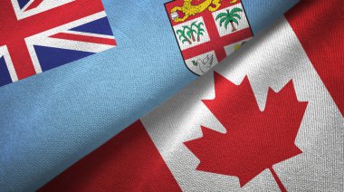 Fiji ve Kanada iki bayrak tekstil kumaşı, kumaş dokusu 