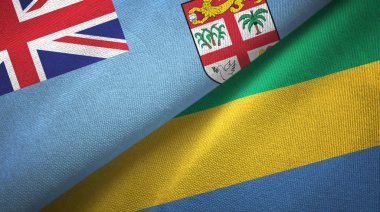 Fiji ve Gabon iki bayraklı kumaş, kumaş dokusu
