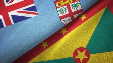 Fiji ve Grenada iki bayraklı kumaş, kumaş dokusu