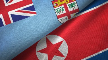 Fiji ve Kuzey Kore iki bayraklı kumaş, kumaş dokusu