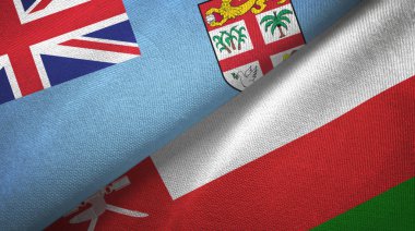 Fiji ve Umman iki bayraklı kumaş, kumaş desenli.