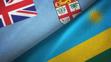 Fiji ve Ruanda iki bayraklı kumaş, kumaş desenli.
