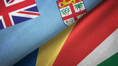 Fiji ve Seyşeller iki bayraklı kumaş, kumaş dokusu