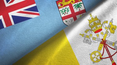 Fiji ve Vatikan iki bayraklı kumaş, kumaş dokusu