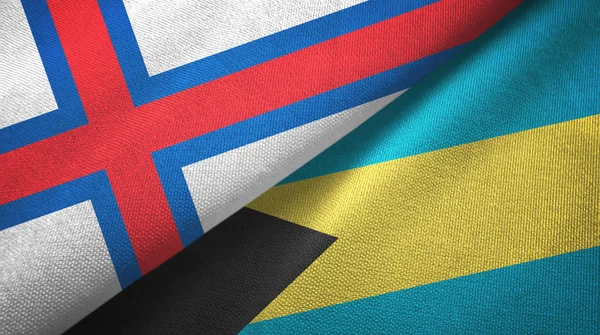 Islas Feroe y Bahamas dos banderas tela textil, textura de la tela —  Fotos de Stock
