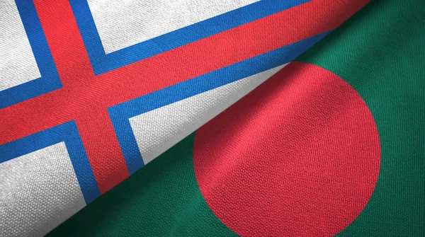 Faroe Islands and Bangladesh two flags textile cloth, fabric texture