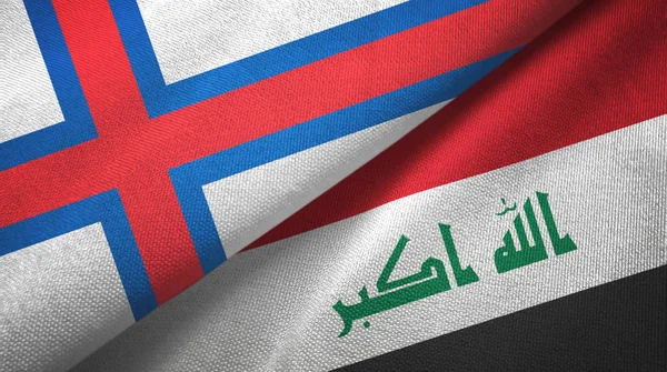Färöer Inseln und Irak zwei Flaggen Textiltuch — Stockfoto