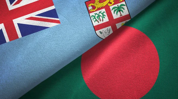 Fiji and Bangladesh two flags textile cloth, fabric texture