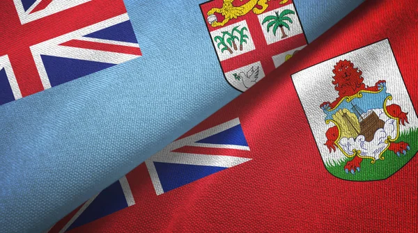 Fiji y Bermudas dos banderas tela textil, textura de la tela —  Fotos de Stock