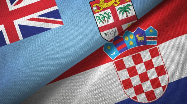 Fiji y Croacia dos banderas tela textil, textura de la tela — Foto de Stock