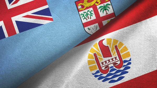 斐济和法属波利尼西亚两国国旗纺织品、面料质感 — 图库照片