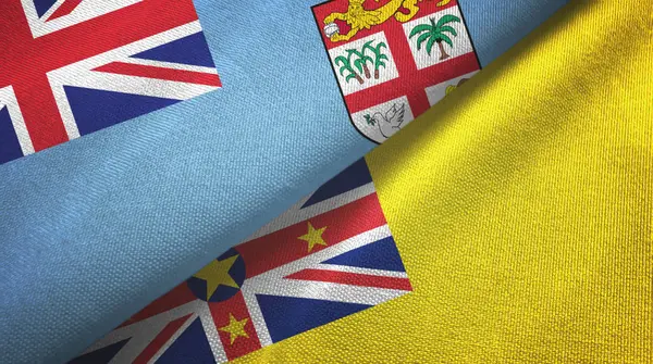 斐济和纽埃两旗纺织品，面料质感 — 图库照片