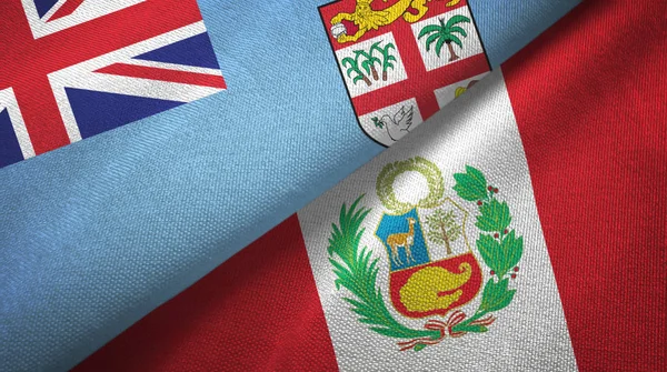 Fiji y Perú dos banderas tela textil, textura de la tela —  Fotos de Stock