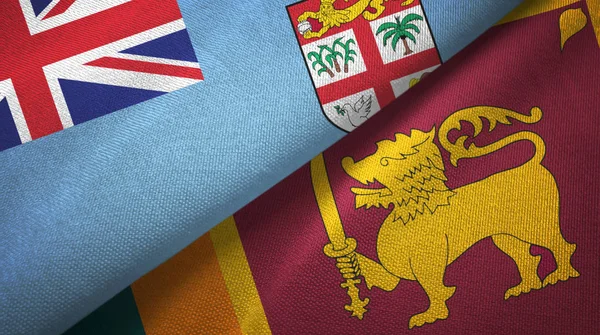 Fiji och Sri Lanka två flaggor textilduk, textur — Stockfoto