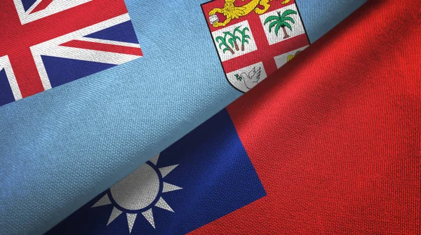 斐济和台湾两旗纺织品,面料质感 — 图库照片